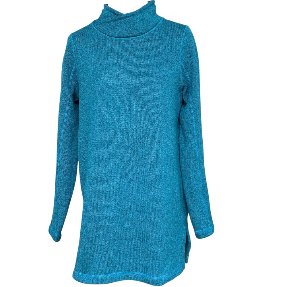LANDS' END Sport Soft Knit Pullover Size S Long Sleeve Side Slits Mock Neck